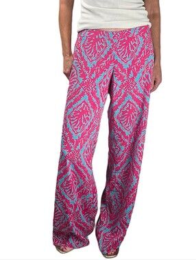 LILLY PULITZER Palazzo Pant In Fuchsia And Aqua Coral Reef Pattern